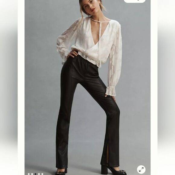 Pilcro Anthropologie Glasgow Faux Leather Skinny Stretchy Pull On Pants Black 30 - Picture 1 of 13